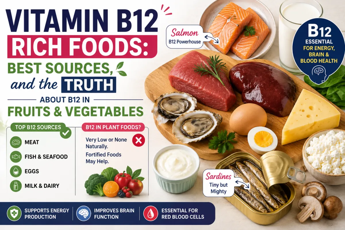 Vitamin B12 Rich Foods: Best Sources, and the Truth About B12 in Fruits & Vegetables